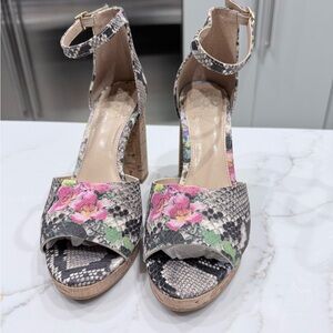 Vince Camuto Snakeskin Floral Heels (platforms)